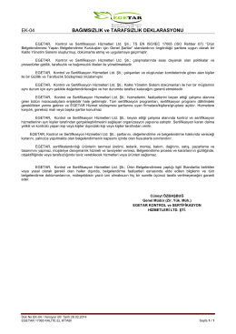 EGETAR Bağımsızlık ve Tarafszlık Deklarasyonu