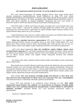 Milli Emlak Müdürlüğünden 2/B Duyurusu Mayıs 2014