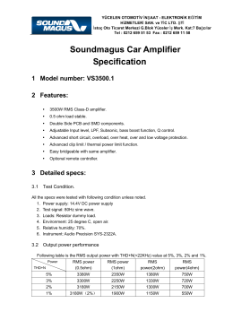 Soundmagus Car Amplifier Specification 1 Model number: VS3500