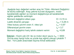 Aşağıda bazı değerleri verilen araç bir Trilok –Moment Değiştirici ile