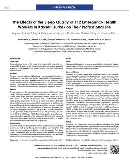 The Effects of the Sleep Quality of 112 Emergency