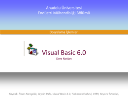 Bilgisayar Programlama Dersi Visual Basic 6.0 Ders Notları