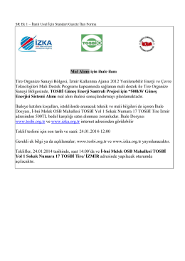 Mal Alımı için ihale ilanı Tire Organize Sanayi Bölgesi, İzmir