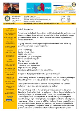 28 Ocak 2014 Marmaris Rotary Kulübü Bülteni