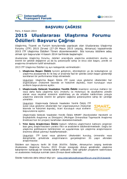2015 Uluslararası Ulaştırma Forumu Ödülleri: Başvuru