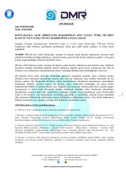 SPK/2014.008 – Halka Açık Şirketler Bakımından 6102 Sayılı Türk