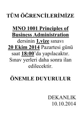 MNO 1001 Principles of Business Administration dersini alan