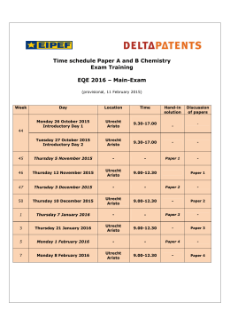 Time schedule Paper A and B Chemistry Exam