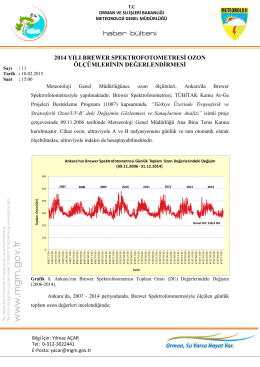 2014 yılı brewer spektrofotometresi ozon ölçümlerinin değerlendirmesi