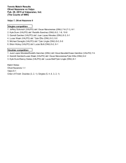 Tennis Match Results Olivet Nazarene vs Valpo Feb. 20, 2015 at