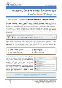 innoCentrum® Enterprise Sistematik İnovasyon Yönetim Yazılımı