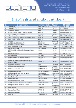 List of registered auction participants