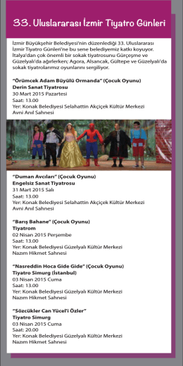 33. Uluslararası İzmir Tiyatro Günleri