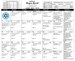 Monthly Calendar (pdf) - Congregation Mogen David