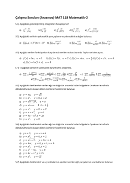 Çalışma Soruları (Arasınav) MAT 118 Matematik-2