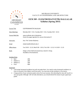 EEM 309 - ELEKTROMANYETİK DALGALAR Syllabus (Spring 2015)