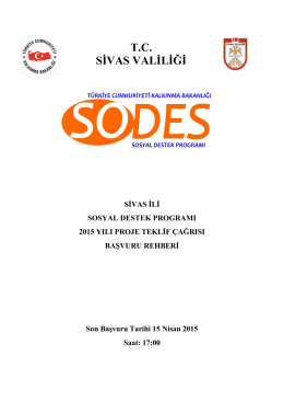 2015 SODES Başvuru Rehberi - TC Sivas Valiliği SODES Proje Ofisi