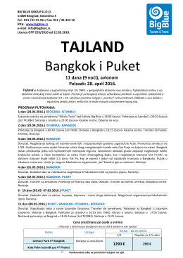 BANGKOK i PUKET 28.04 - Turistička agencija Big Blue