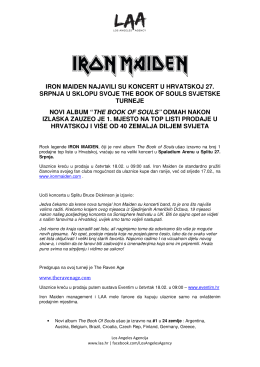 iron maiden najavili su koncert u hrvatskoj 27. srpnja u sklopu svoje