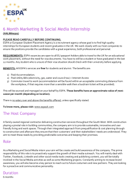 6 Month Marketing & Social Media Internship