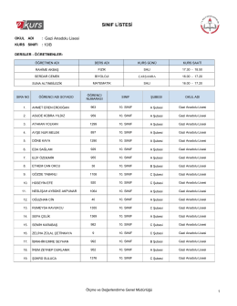 sınıf listesi - Gazi Anadolu Lisesi