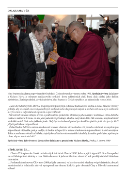 DALAJLAMA V ČR Jeho Svatost dalajlama poprvé navštívil