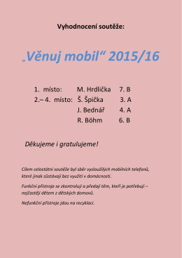 „Věnuj mobil“ 2015/16