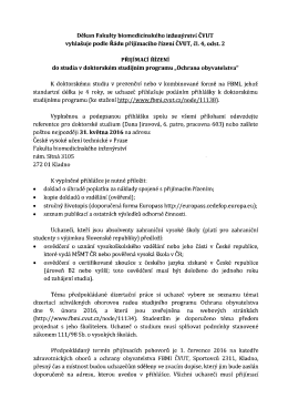 Podm&iacute;nky pro př&iacute;j&iacute;mac&iacute; ř&iacute;zen&iacute; do doktorsk&eacute;ho studijn&iacute;ho