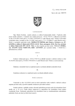 Č.j.: 110 Ex 5725/14-99 Sp.zn. zást. opr.