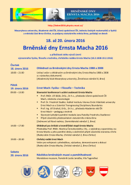 18. až 20. února 2016 Brněnské dny Ernsta Macha 2016