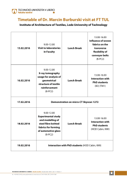 Timetable of Dr. Marcin Burburski visit at FT TUL