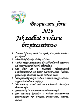 Bezpieczne ferie - Sp8dabrowag.pl