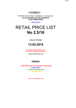 Price list retail ver. ENG.