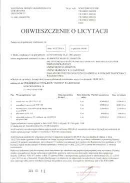 Obwieszczenie o licytacji w Urzędzie Skarbowym w Lubartowie 16