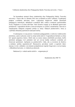 Vyhlásenie akademickej obce Pedagogickej fakulty Trnavskej