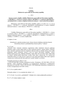 Vyhláška Ministerstva spravodlivosti Slovenskej republiky z 2015