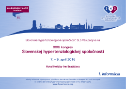 1. informácia - Slovenská hypertenziologická spoločnosť