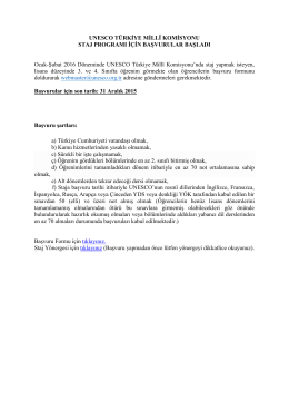 UNESCO Türkiye Millî Komisyonu Staj Programı için başvurular