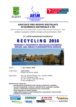 Pozvánka s programem na konferenci RECYCLING 2016