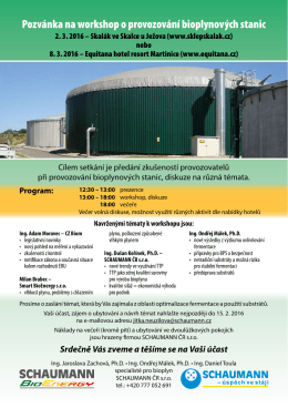 Pozvánka na workshop o provozování bioplynových