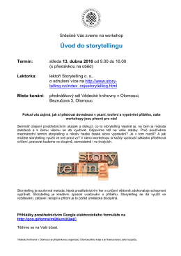 Úvod do storytellingu - Vědecká knihovna v Olomouci