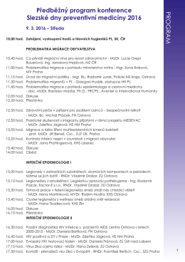 Předběžný program konference Slezské dny preventivní medicíny