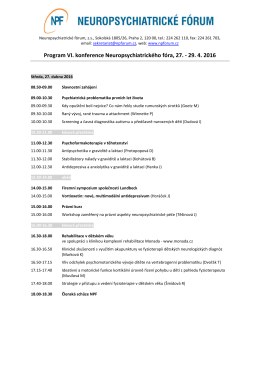 Program VI. konference Neuropsychiatrického fóra, 27.