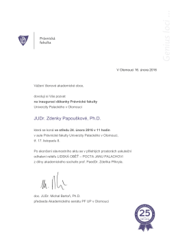 JUDr. Zdenky Papouškové, Ph.D. - Univerzita Palackého v Olomouci