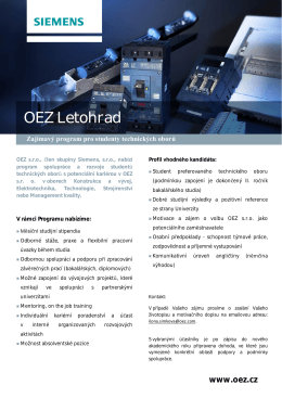 OEZ - stipendijní studentský program Firma OEZ Letohrad nabízí