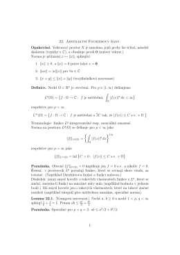 22. Abstraktn´ı Fourierovy rady. Opakován´ı. Vektorový prostor X je
