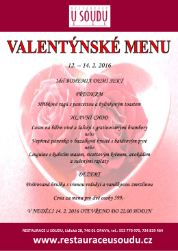 Valentýn 2016 - Restaurace U Soudu, Opava