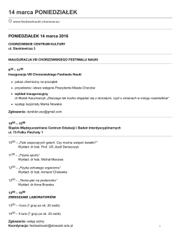 Program Chorzowskiego Festiwalu Nauki