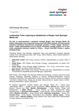 Leadership Team rozpoczyna działalność w Ringier Axel Springer