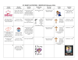 ST. MARY`S ACTIVITIES ~ MONTH OF February 2016